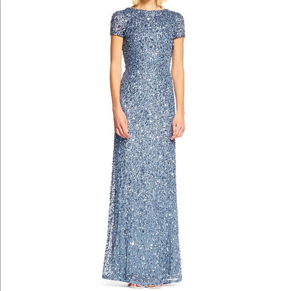 Illusion sleeve sequin dress